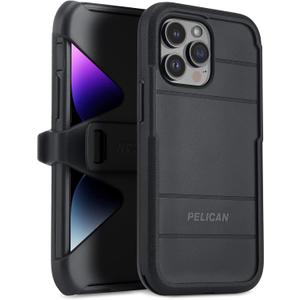 Pelican Voyager Series - iPhone 14 Pro Case 6.1" [Compatible With MagSafe] Magnetic Charging Phone Case With Belt Clip Holster Kickstand [18FT MIL-Grade Drop Protection] iPhone 14 Pro Cover - Black