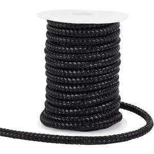 PH PandaHall 10 Yards Round Braided Leather Cord, 8mm Leather Rope Black Jewelry Craft Cord Tie Cording Leather Strap Bolo Cord for DIY Bracelets Necklaces Jewelry Crafts Belts Making Wrapping