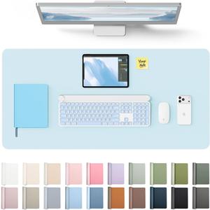 YSAGi Leather Desk Protector, Office Mat, Large Mouse Mat, Non-Slip PU Leather Blotter, Laptop Desk Pad, Waterproof Writing Pad for Office and Home (Baby Blue, 31.5" x 15.8")