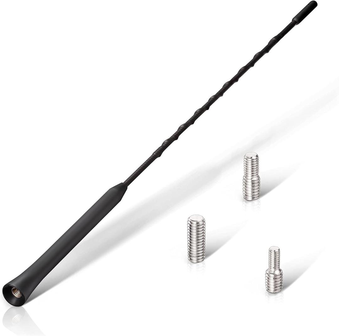 Eightwood Car Antenna Replacement 16 inch (Only for Roof-Mounted), AM FM Universal Roof Mount Car Radio Antenna Mast, Flexible Rubber Antennae with M4 M5 M6 Threaded Adapter