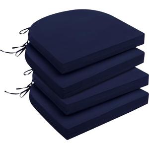 downluxe Outdoor Chair Cushions Set of 4 for Patio Furniture, Water-Resistant Patio Chair Cushions with Ties, High Density Foam Outdoor Seat Cushion, 17" X 16" X 2", Navy
