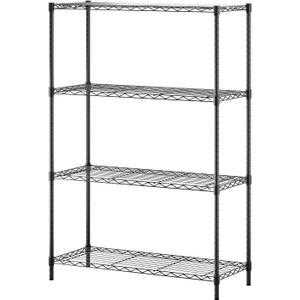 BestOffice | 4-Tier Wire Storage Shelves | 36x14x54 | Black | with Adjustable Racks | Heavy-Duty Metal Shelf, Holds Upto 1000 lbs | No-Tool Assembly | Ideal for Home & Garage Shelving