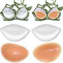 Silicone Bra Pads Inserts, Bikini Push Up Pads, Removable Fake Breasts Bra Fillers Enhancers, Silicone Chicken Fillets Bra Inserts Pads,2 Pairs