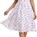 Belle Poque Women's Sweatheart Neck Ruffle Cap Sleeve Floral Dress 2026 Summer Ruched Midi Elegant Cocktail Party Dress, Medium