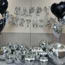 Silver Birthday Decorations with 16pcs Large 4D Foil Balloons in Different Size (10-50 Inch) + 6pcs 18" Heart Balloons + 16 Happy Birthday Banner for Bday, Wedding Bridal Decoration (Silver)