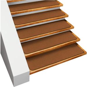 House, Home and More Set of 15 Skid-Resistant Carpet Stair Treads - Toffee Brown - 9 Inches X 36 Inches