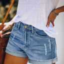 KISSMODA Women's Casual Denim Shorts Summer Jeans Stretchy Hot Short Pants (Blue, XXL)