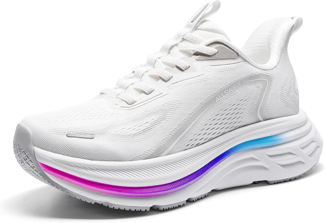 ALLSWIFIT Women's Slip On Walking Shoes Hands-Free Cushion Running Tennis Shoes Non-Slip Comfortable Workout Gym Sports Athletic Fashion Sneakers ActiveBreeze2.0 (8.5, White)