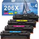 MYTONER 206X Toner Cartridges 4 Pack High Yield (with Chip) Compatible Replacement for HP 206A 206X for Color Pro MFP M283fdw M283cdw M282nw Pro M255dw M255nw M283 M255 M282 Printer W2110X W2110A (206X Black Cyan Magenta Yellow)
