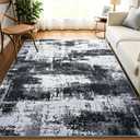 4x6 Area Rug, Modern Abstract Carpet for Bedroom, Soft Washable Rugs for Living Room, Non Slip Thin Low Pile Floor Carpets for Dorm Dining Room Entryway Office Decor, Black Gray