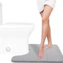 Yimobra Memory Foam Toilet Bath Mat U-Shaped, Commode Contour Rug, Soft and Comfortable, Super Water Absorption, Non-Slip, Thick, Machine Wash and Easier to Dry for Bathroom, 24 X 20 Inches, Grey