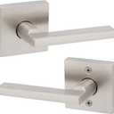 Kwikset Halifax Interior Passage Door Handle, Lever For Closet and Hallway Doors, Reversible Non-Locking Handle Lever, Satin Nickel, with Microban Protection (Square)