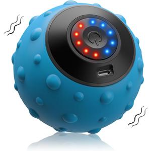 Upgraded Vibrating Massage Ball with 5-Speed, LED Display, Rechargeable Massage Vibrating Ball for Relieving Muscle Pressure, Electric Massager for Fitness/Yoga/Training (Blue)