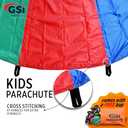 GSi Kids Play Parachute Rainbow Toy Tent Game for Children Gymnastic Cooperative Play and Outdoor Playground Activities (Rainbow 6 Feet)