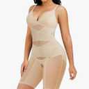 REYEOGO Bodysuit Shapewear for Women Tummy Control Butt Lifter Full Body Shaper Seamless Thigh Slimmer Faja V-Neck Jumpsuit,M