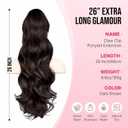 Long Ponytail Extension 26 Inch Wavy, Hair Extensions Ponytail with Claw Clip, Clip on & Clip in Ponytail Styles, Pony Tails for Beach Day, Family Dinner, Work & Party Night