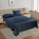 Lane Linen 100% Cotton Pillowcovers, Pillow Cases Standard Size Set of 2, Fits Standard & Queen Pillows, Luxury 450 Thread Count Sateen Cotton Pillowcases, Soft & Breathable - Estate Blue