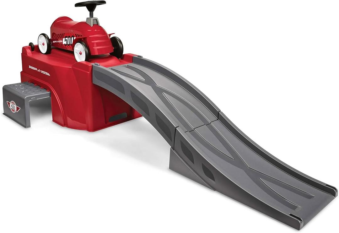 Radio Flyer Ride On Kids Toy, Indoor and Outdoor Sport Car with Ramp, 500, Red