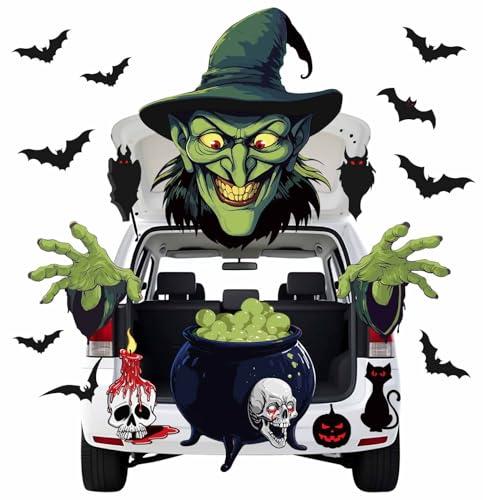 HEIPINIUYE Halloween Witch Trunk or Treat Car Decorations Kit Halloween Trunk or Treat Decorations for SUV Car Garage Door Entryway Archway Witch Party Decorations