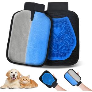 3 x Electrostatic Pet Hair Remover Glove, 2 in 1 Double Sided Pet Hair Removal Glove for Cats & Dogs, Washable Reusable Pet Grooming Glove for Couch, Furniture, Carpet, Car Seat, Curtain (1 PCS)