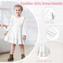 Toddler Baby Girl Dress Girls Sweater Dresses Ruffle Ribbed Knit Long Sleeve Swing Fall Winter Clothes Christmas (White)