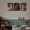 Cheetah Wall Art Set of 3Cool Animal Canvas Poster Prints with Stylish Leopard in Suit and Lounge DcorSafari Animal Artwork Painting for Living Room,Office,Game Room,Bar, Bachelor Pad,Framed16x24in