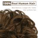 BARSDAR 100% Human Hair Bun Extension - Real Human Hair Medium Brown Messy Bun Scrunchie for Women - Elastic Wavy Brown Updo Extensions Thick Soft Fluffy Natural Looking Chignons Hairpieces Daily
