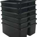 Teacher Created Resources Black Portable Plastic Storage Caddy 6-Pack for Classrooms, Kids Room, and Office Organization, 3 Compartment