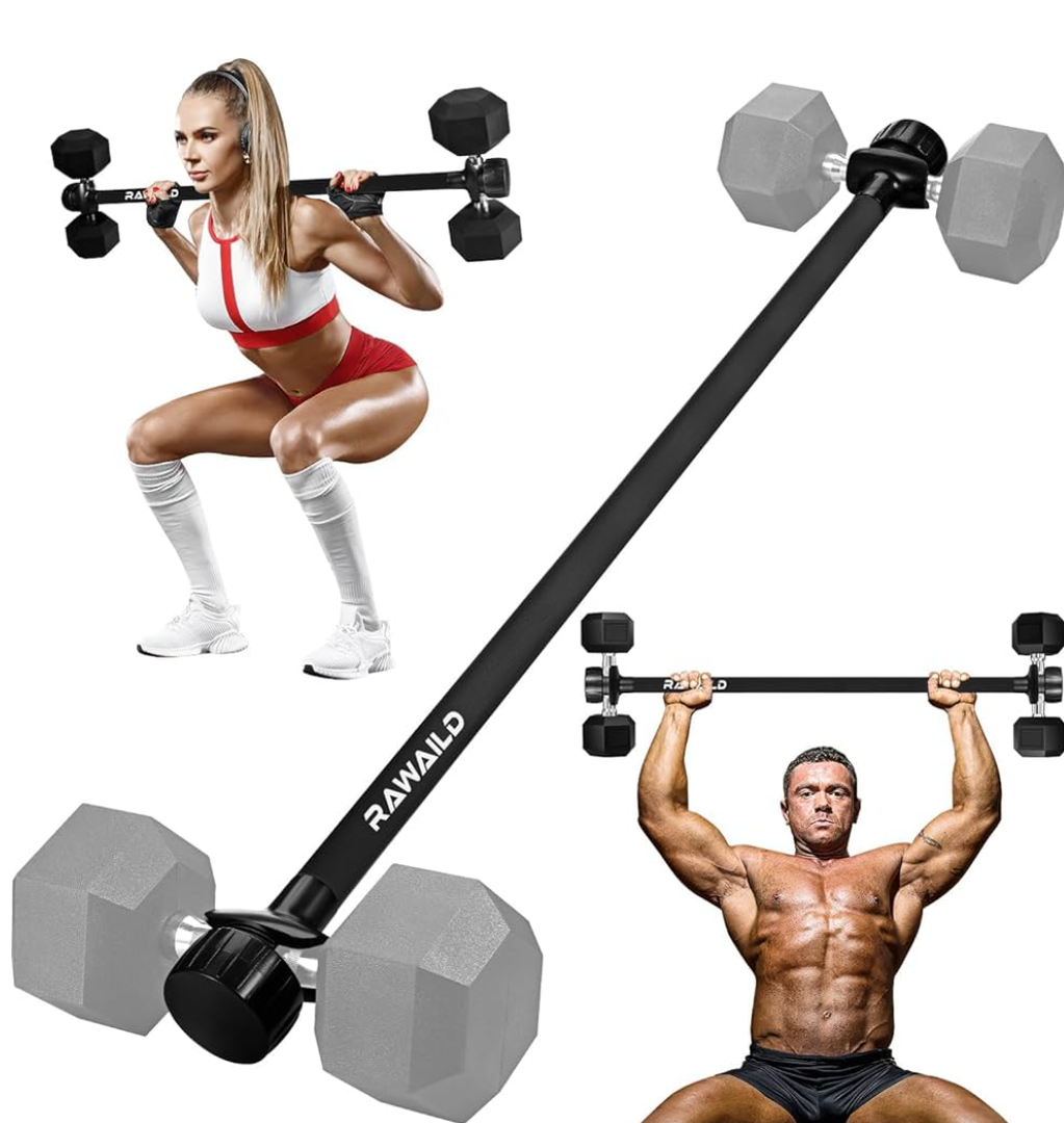 Dumbbell Converter, Convert Dumbbells to Barbell Set, Weight Bar for Bench Presses, Squats, Hip Thrust, Deadlifts, Home Weightlifting and Strength Training, Versatile Home Gym Equipment Dumbbell Converter, Convert Dumbbells to Barbell Set, Weight Bar for Bench Presses, Squats, Hip Thrust, Deadlifts, Home Weightlifting and Strength Training, Versatile Home Gym Equipment