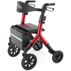 WALK MATE Rollator Walker for Seniors with Seat 5.3~7ft Tall