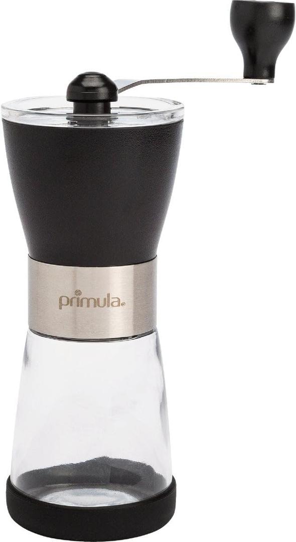 Primula Manual Adjustable Burr Coffee Grinder-Ceramic Mill & Brushed Stainless Steel Body-Whole Bean for French Press, Cold Brew, Espresso, Camping