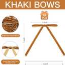 3 x Khaki Velvet Ribbon Christmas Bow 5 x 7 Inches Premade Bows for Christmas Tree Hanging Decorations Gift Wrapping Wreaths Crafts Outdoor Indoor Home Decor Wedding, Pack of 24