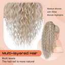 SEIKEA Ponytail Extension, PT005 Isabella 22" Long Bohemian Curly Drawstring Ponytail, Light Fluffy Multi-Layered Clip in Hair Extensions, Natural Soft Synthetic Hairpiece, Medium/White Blonde