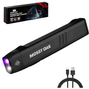 Mossy Oak Rechargeable EDC Flat Flashlight 1200 Lumens, Pocket Work Light with Magnetic Base, UV & White Light Combo, Waterproof LED Inspection Light for Work, Outdoor Use and Emergencies - Black
