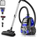 Canister Vacuum Cleaner, 32Kpa 1600W Cyclon Power Bagless Canister Vacuum Cleaners for Home, 3.7QT Large Dust Cup, Lightweight Vac for Hard Floors, Carpets, Pet Hair, Blue