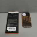 TENDLIN Compatible with iPhone 13 mini Case Wood Grain with Carbon Fiber Texture Design Leather Hybrid Slim Case (Compatible with MagSafe) Hairline