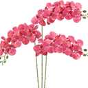 Orchids Artificial Flowers 34" Artificial Orchids Faux Orchid Stems Latex 3PCS Fake Orchids for Home Bridal Shower Party Wedding Decoration (Hot Pink)