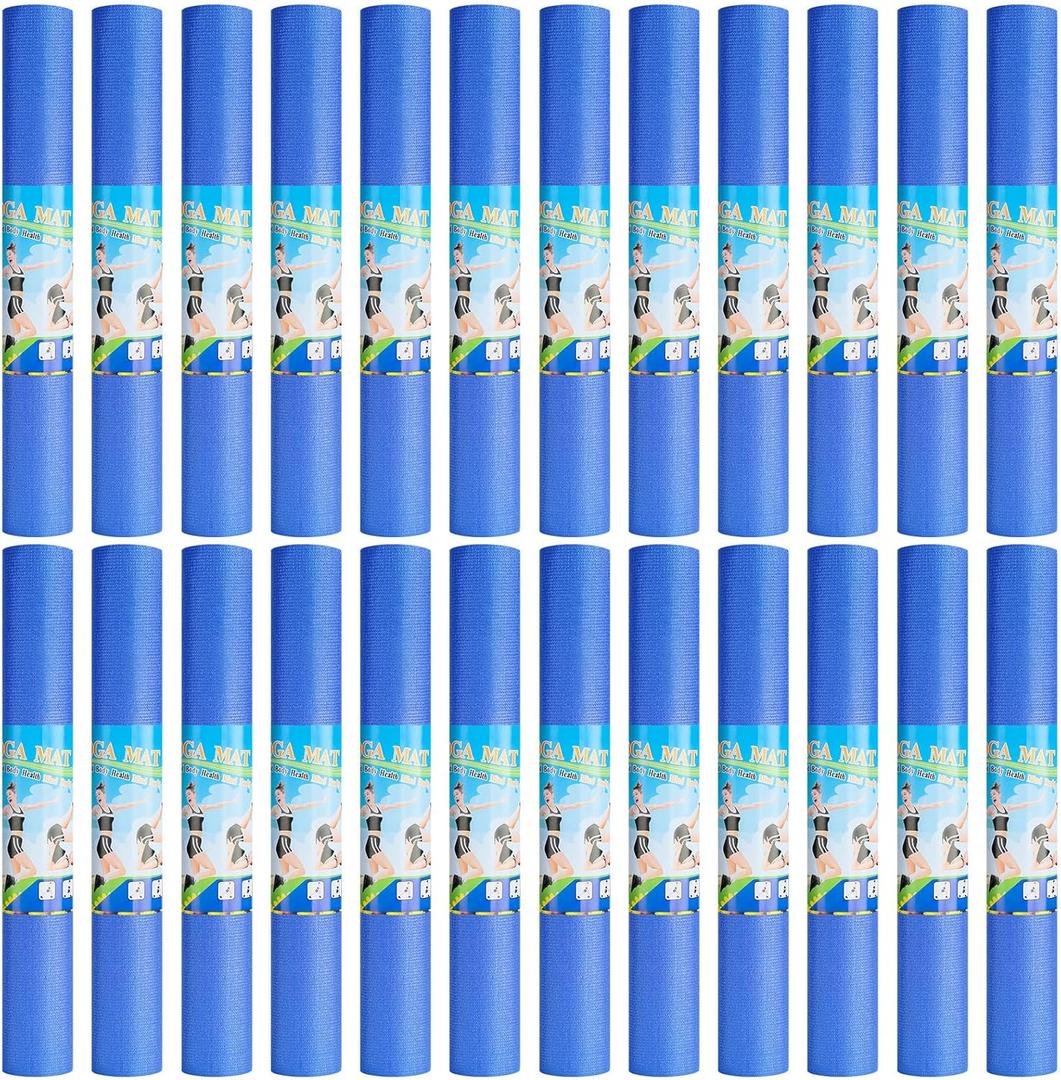 3 mm Thick Yoga Mat Bulk, Non Slip Exercise Workout Fitness Pad for Women Men, Gym Home Yoga Pilates, Easy to Clean, Sturdy PVC (Blue)