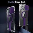 KPV for iPhone 15 Pro Max Case, Compatible with MagSafe, Camera Protection, Invisible Metal Stand, Clear Yellowing Resistant, with 2Pcs 9Htempered Glass Screen Protector(Purple)