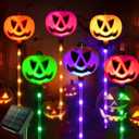 Homeleo Set of 6 Solar Pumpkin Pathway Lights for Halloween Decorations Outdoor, Color Changing Outdoor Lights, Light up Jack O Lantern Pumpkins Party Porch Yard HLD578