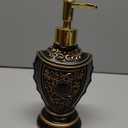 Vintage Soap Dispenser with Baroque Decor - Resin - Black and Gold Painted Lotion Dispenser for Bathrooms, Kitchen Counters, Beauty Shops, Hotels (10 oz/300 ml, Black & Gold)