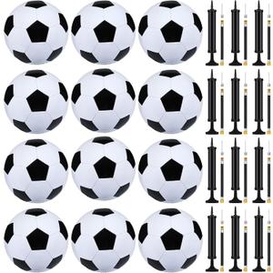 Leyndo Deflated Soccer Balls Size 5 Bulk with Pumps Deflated Soccer Balls with Pump Needles Set Christmas Operation Gifts for Adults Donation Charity Train Practice Game (White Black)