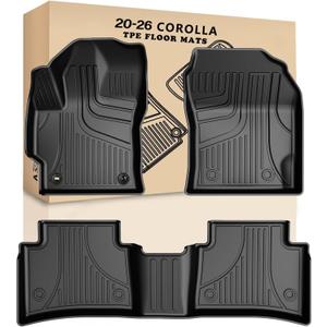 AOMSAZTO Car Floor Mats for Toyota Corolla Sedan 2020-2025,Heavy Duty TPE All Weather Automotive Floor Mats,1st & 2nd Row Full Set Rubber Floor Liners, Anti Skid Car Mats(not fit for Hatchback)-Black