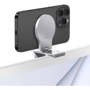 Stouchi Continuity Camera Mount for iMac, Desktop Monitor Compatible iPhone Webcam Mount with Mag-Safe (Silver)