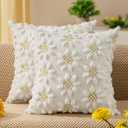 DFXSZ Spring Summer Pillow Covers 18x18 inch Set of 2 Farmhouse Decor Yellow Color Flower Heart Sunflower Soft Plush Faux Fur Jacquard Throw Pillows for Sofa Holiday Spring Home Decor PTK024C18