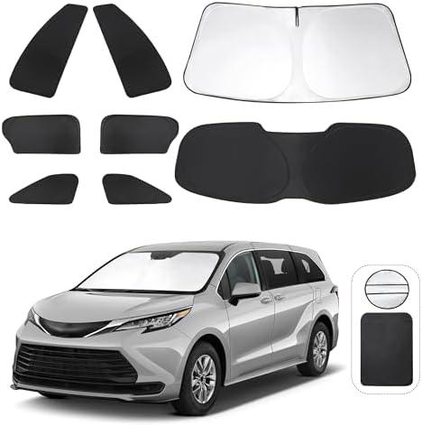 TINGLU Window Shades for Toyota Sienna 2021-2025 Accessorie Car Side Full Windows Rear Triangular Windshield Sun Shade Sun UV Rays & Privacy Protection for Camping,Napping,and Relaxing 8PCS