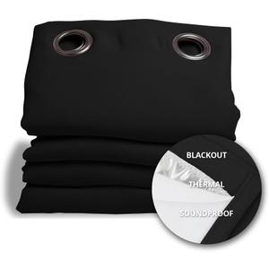 Moondream DecibelControl 3-in-1 Soundproof Curtain | Noise Reduction | Thermal Insulation | 100% Blackout | Patented Technology | Made in Europe | Grommet | 55" W x 108" L | Black - Deep Black MC710