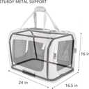 Extra Large Cat Carrier Soft Sided, Portable Small Dog Carrier for 2 Cats, 24"x16.5"x16" Car Travel Folding Comfortable Design with Bowl, Blue