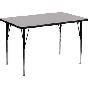 TABLE LEGS ONLY Flash Furniture Wren 30''W x 48''L Rectangular Grey Thermal Laminate Activity Table - Standard Height Adjustable Legs