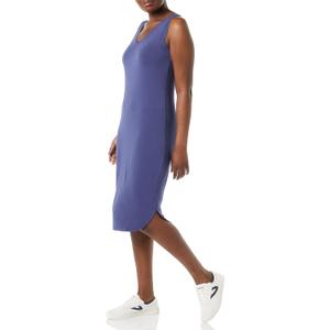 Amazon Essentials Women's Jersey Regular-Fit Sleeveless v-Neck Midi Dress (Previously Daily Ritual) (Medium Blue)